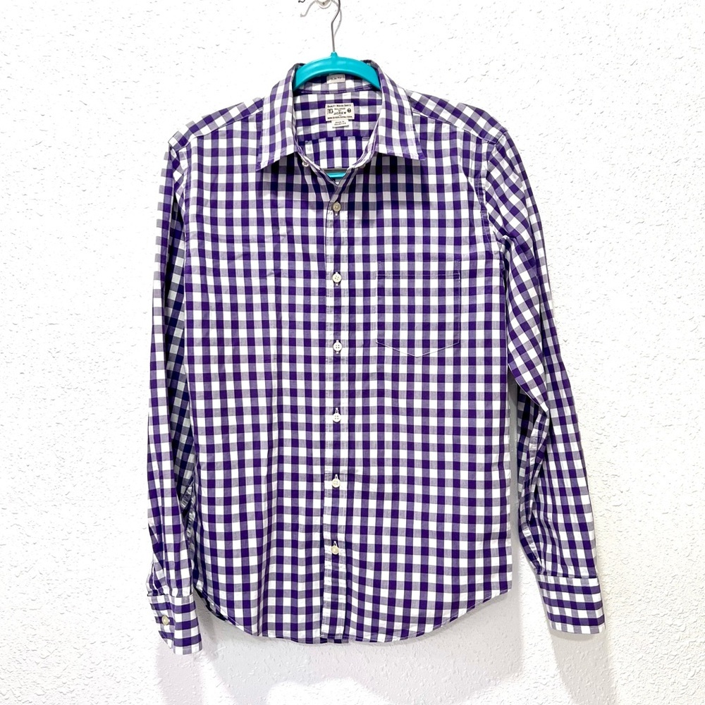 J. Crew Men's Purple Gingham Button Down Shirt M